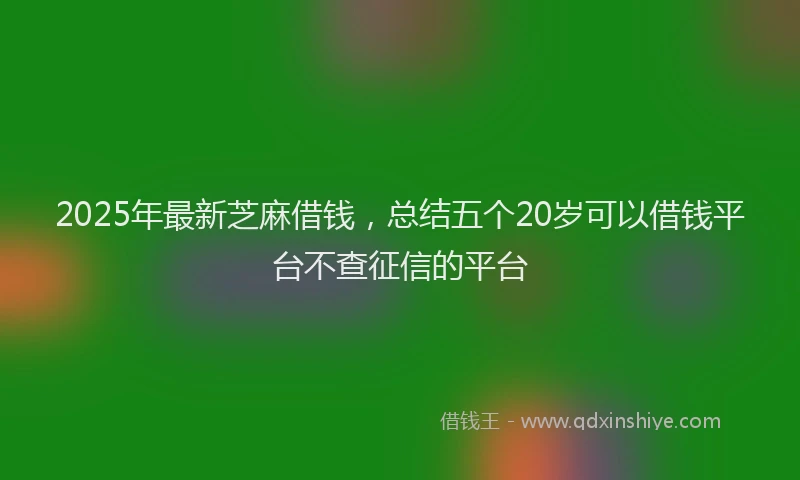2025年最新芝麻借钱，总结五个20岁可以借钱平台不查征信的平台