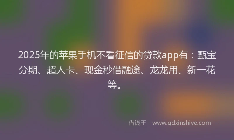 2025年的苹果手机不看征信的贷款app有：甄宝分期、超人卡、现金秒借融途、龙龙用、新一花等。