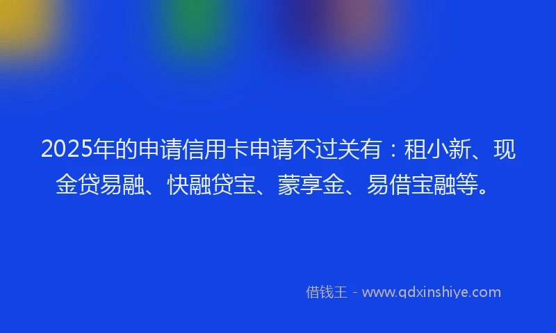 2025年的申请信用卡申请不过关有：租小新、现金贷易融、快融贷宝、蒙享金、易借宝融等。