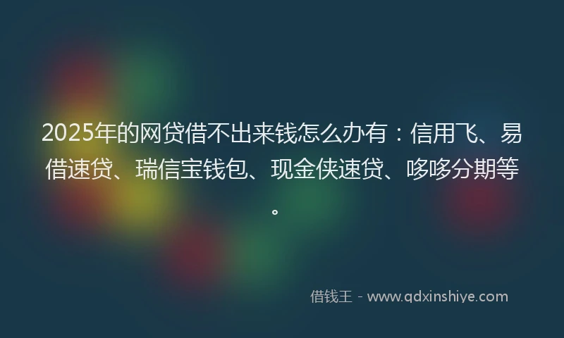 2025年的网贷借不出来钱怎么办有：信用飞、易借速贷、瑞信宝钱包、现金侠速贷、哆哆分期等。