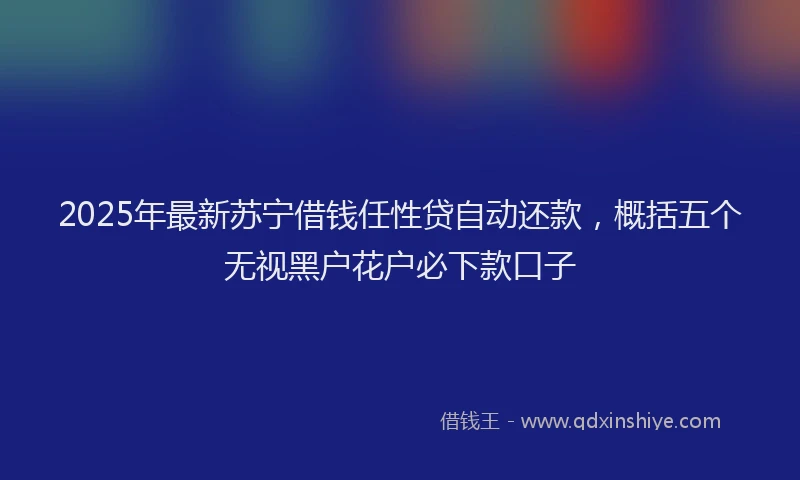 2025年最新苏宁借钱任性贷自动还款，概括五个无视黑户花户必下款口子