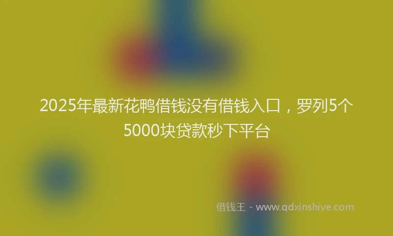 2025年最新花鸭借钱没有借钱入口，罗列5个5000块贷款秒下平台