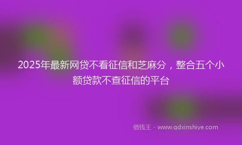 2025年最新网贷不看征信和芝麻分，整合五个小额贷款不查征信的平台