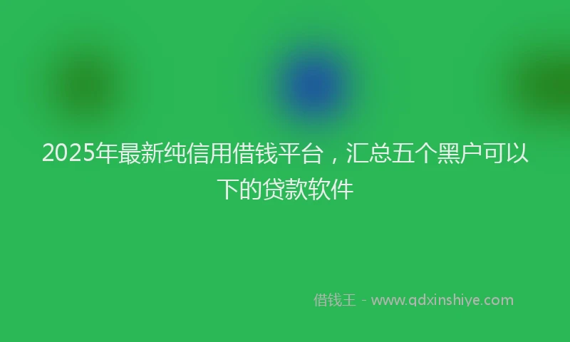 2025年最新纯信用借钱平台，汇总五个黑户可以下的贷款软件