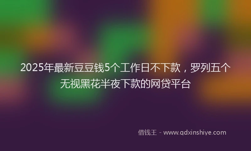 2025年最新豆豆钱5个工作日不下款，罗列五个无视黑花半夜下款的网贷平台