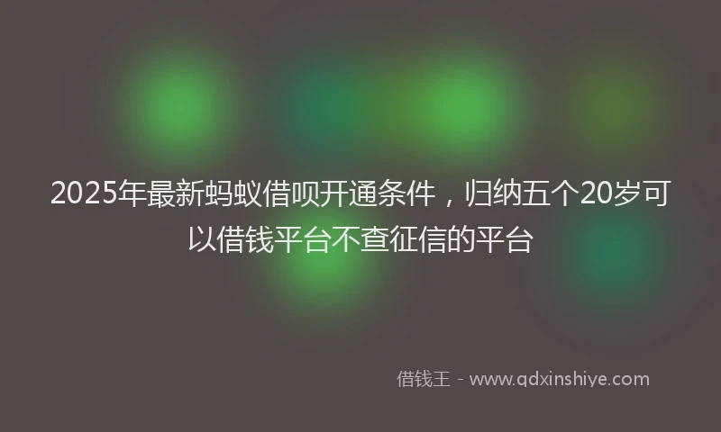2025年最新蚂蚁借呗开通条件，归纳五个20岁可以借钱平台不查征信的平台