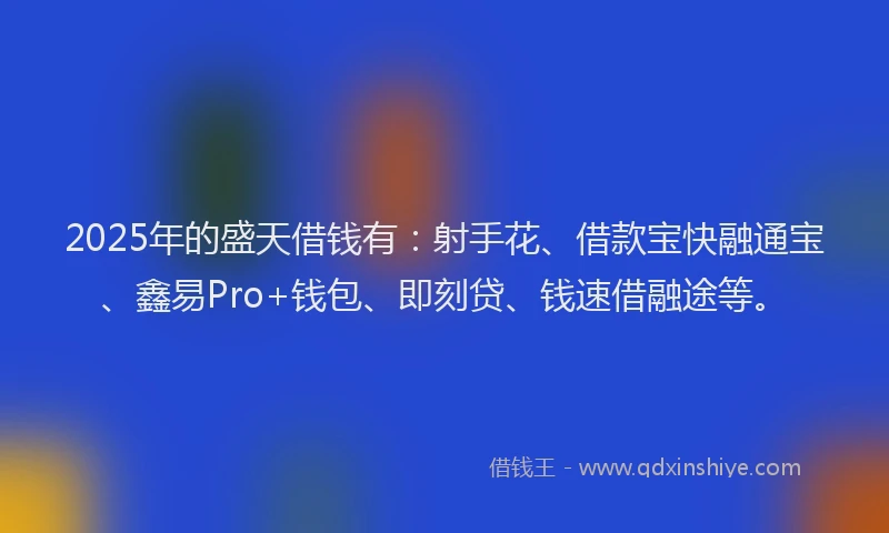 2025年的盛天借钱有：射手花、借款宝快融通宝、鑫易Pro+钱包、即刻贷、钱速借融途等。