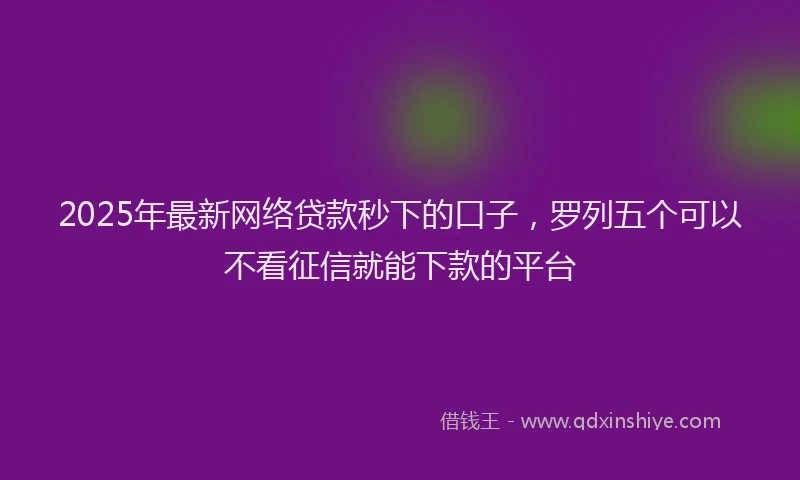 2025年最新网络贷款秒下的口子，罗列五个可以不看征信就能下款的平台
