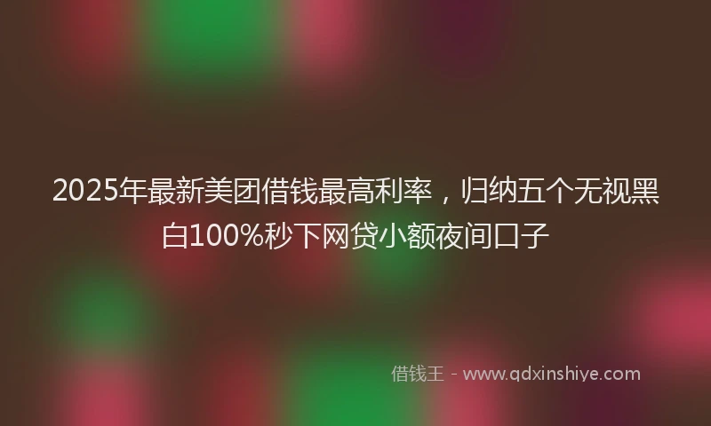 2025年最新美团借钱最高利率，归纳五个无视黑白100%秒下网贷小额夜间口子