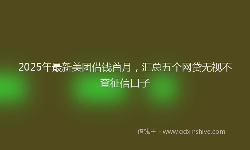 2025年最新美团借钱首月，汇总五个网贷无视不查征信口子