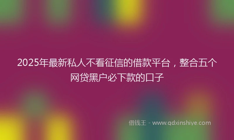 2025年最新私人不看征信的借款平台，整合五个网贷黑户必下款的口子