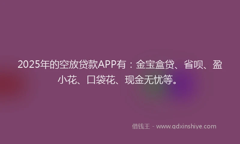 2025年的空放贷款APP有：金宝盒贷、省呗、盈小花、口袋花、现金无忧等。