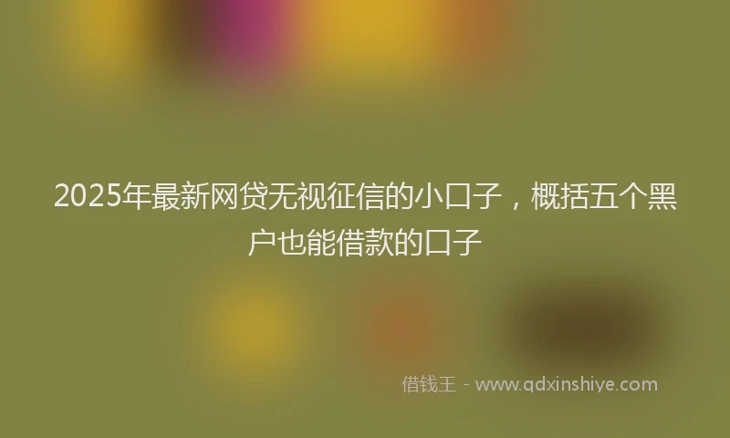 2025年最新网贷无视征信的小口子，概括五个黑户也能借款的口子