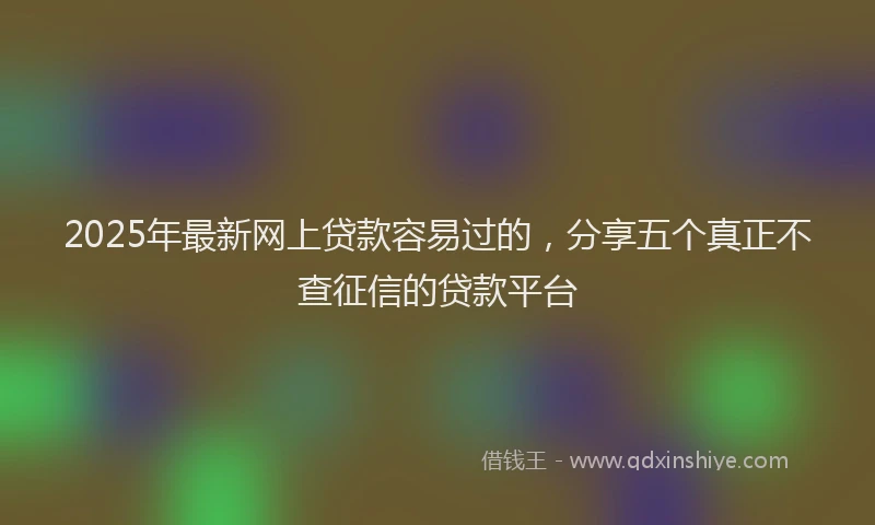 2025年最新网上贷款容易过的，分享五个真正不查征信的贷款平台