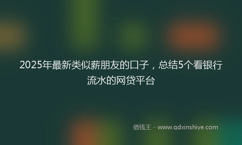 2025年最新类似薪朋友的口子，总结5个看银行流水的网贷平台