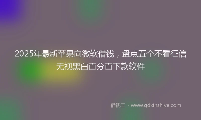 2025年最新苹果向微软借钱，盘点五个不看征信无视黑白百分百下款软件