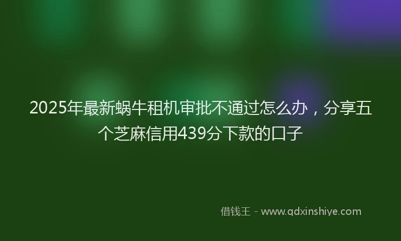 2025年最新蜗牛租机审批不通过怎么办，分享五个芝麻信用439分下款的口子
