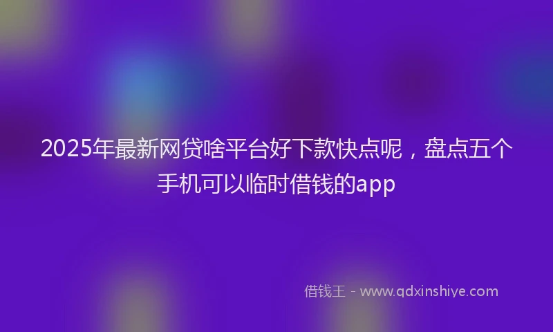 2025年最新网贷啥平台好下款快点呢，盘点五个手机可以临时借钱的app