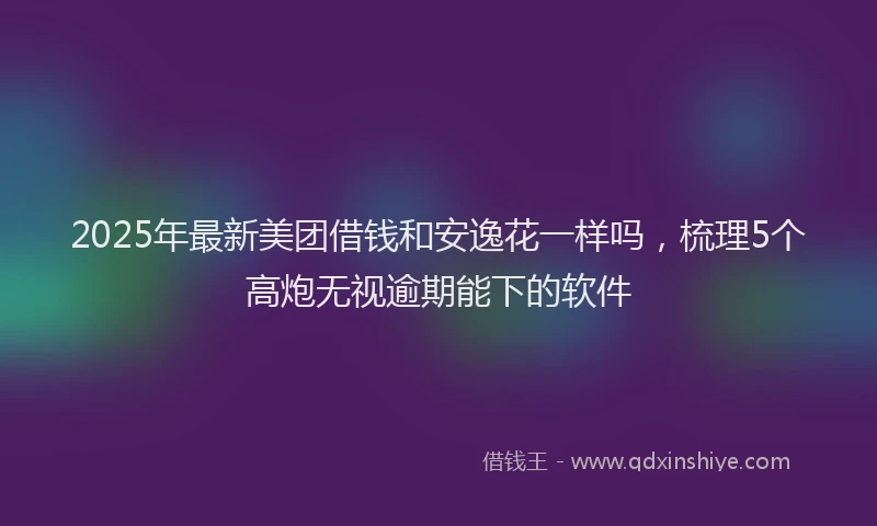 2025年最新美团借钱和安逸花一样吗，梳理5个高炮无视逾期能下的软件