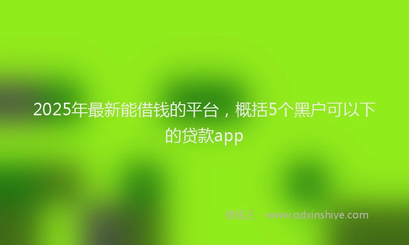 2025年最新能借钱的平台，概括5个黑户可以下的贷款app