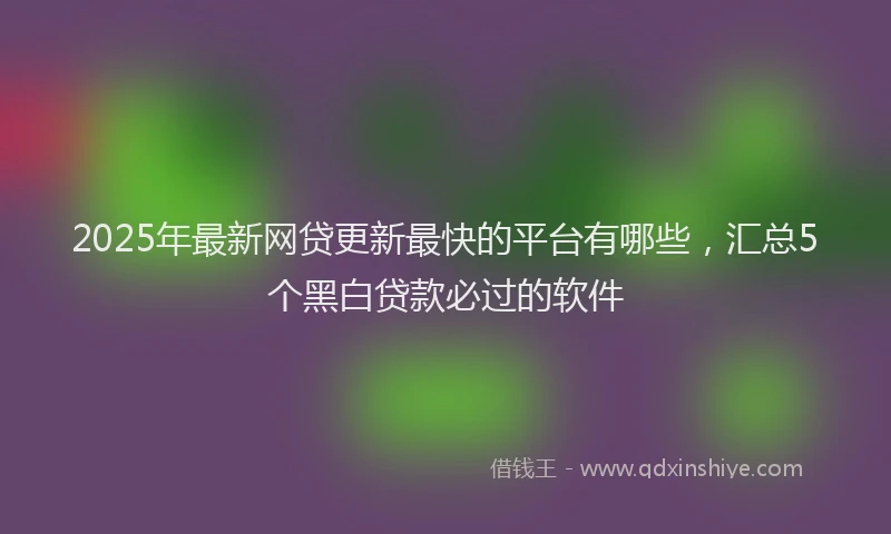 2025年最新网贷更新最快的平台有哪些，汇总5个黑白贷款必过的软件