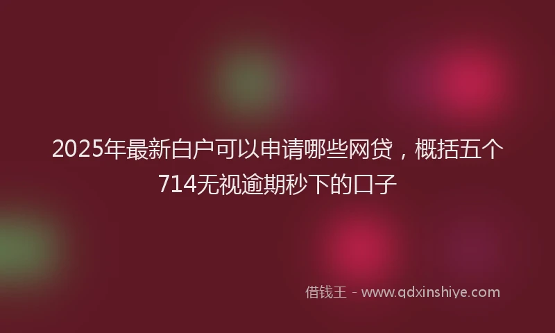 2025年最新白户可以申请哪些网贷，概括五个714无视逾期秒下的口子