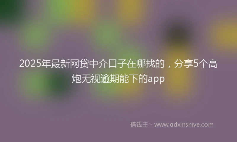 2025年最新网贷中介口子在哪找的，分享5个高炮无视逾期能下的app