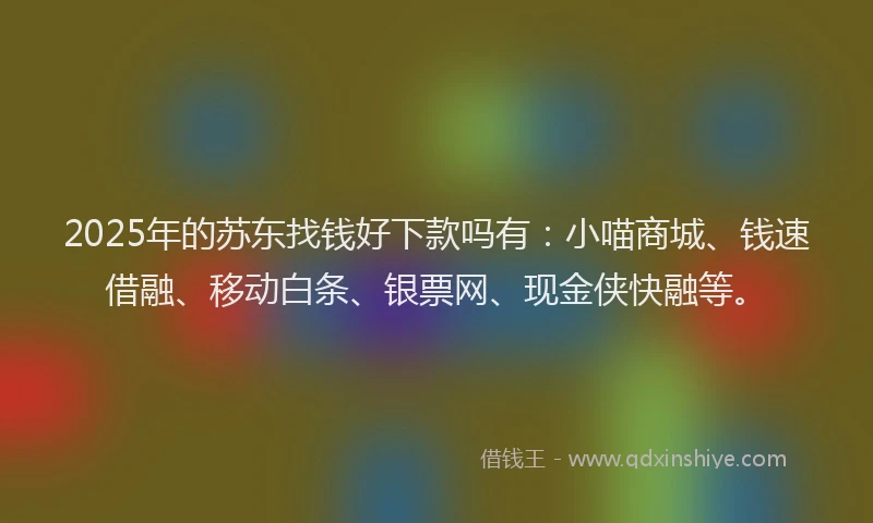2025年的苏东找钱好下款吗有：小喵商城、钱速借融、移动白条、银票网、现金侠快融等。