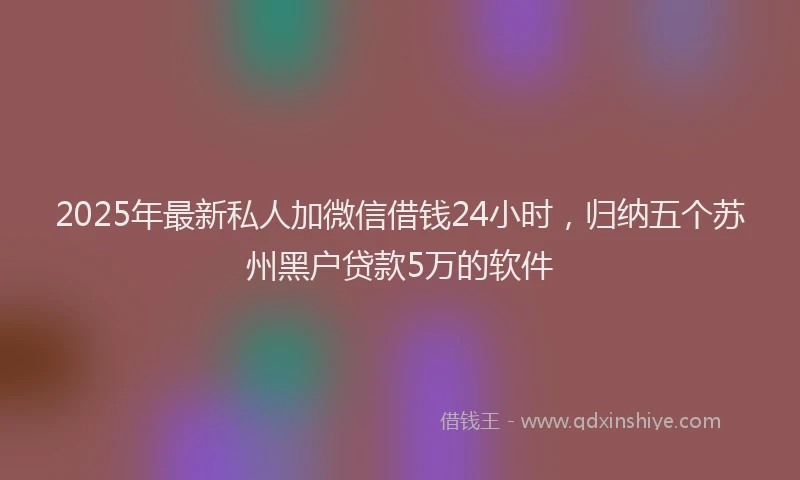 2025年最新私人加微信借钱24小时，归纳五个苏州黑户贷款5万的软件