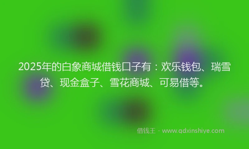 2025年的白象商城借钱口子有：欢乐钱包、瑞雪贷、现金盒子、雪花商城、可易借等。