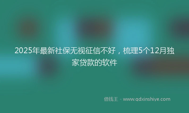 2025年最新社保无视征信不好，梳理5个12月独家贷款的软件