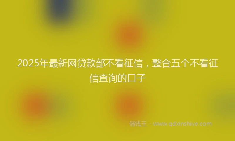 2025年最新网贷款部不看征信，整合五个不看征信查询的口子