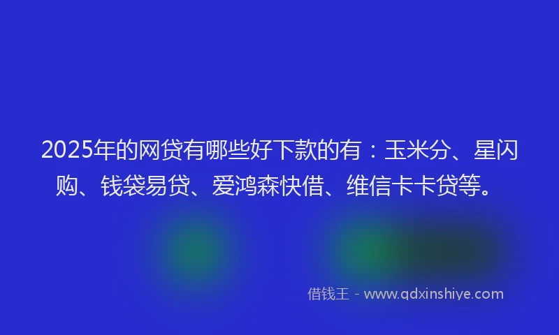 2025年的网贷有哪些好下款的有：玉米分、星闪购、钱袋易贷、爱鸿森快借、维信卡卡贷等。