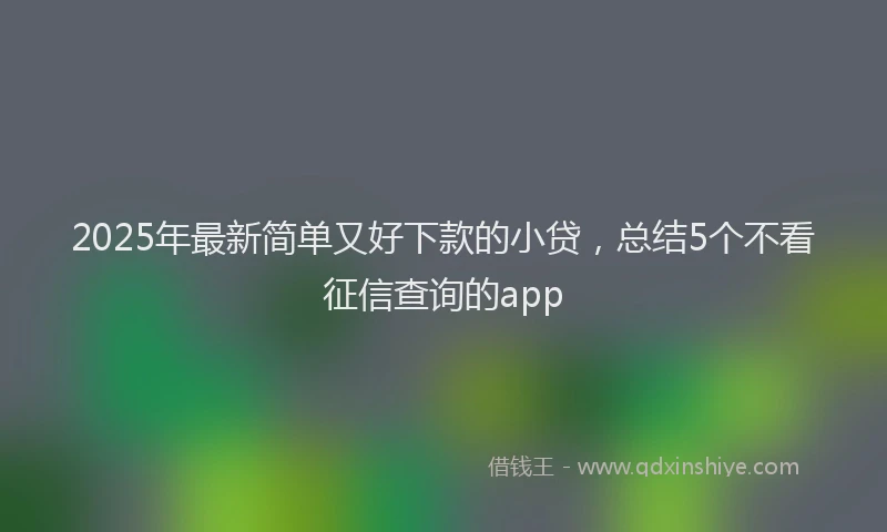 2025年最新简单又好下款的小贷，总结5个不看征信查询的app