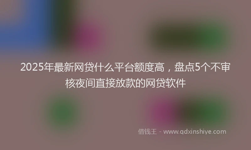 2025年最新网贷什么平台额度高，盘点5个不审核夜间直接放款的网贷软件