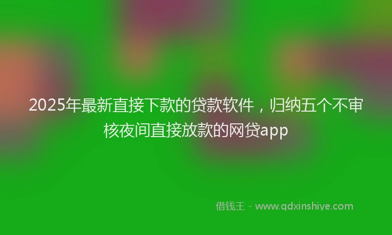 2025年最新直接下款的贷款软件，归纳五个不审核夜间直接放款的网贷app