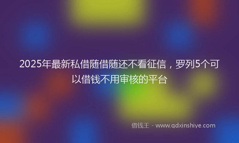 2025年最新私借随借随还不看征信，罗列5个可以借钱不用审核的平台