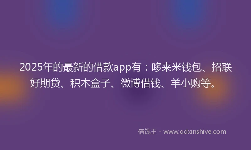 2025年的最新的借款app有：哆来米钱包、招联好期贷、积木盒子、微博借钱、羊小购等。