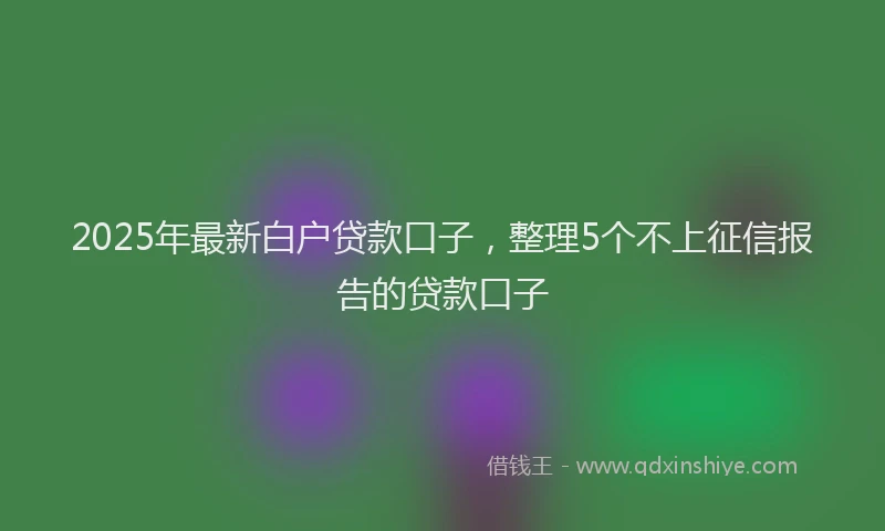 2025年最新白户贷款口子，整理5个不上征信报告的贷款口子