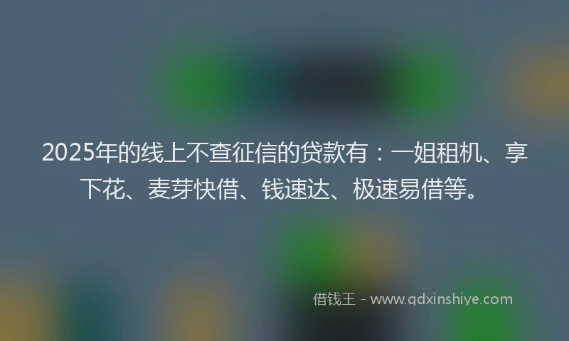 2025年的线上不查征信的贷款有：一姐租机、享下花、麦芽快借、钱速达、极速易借等。