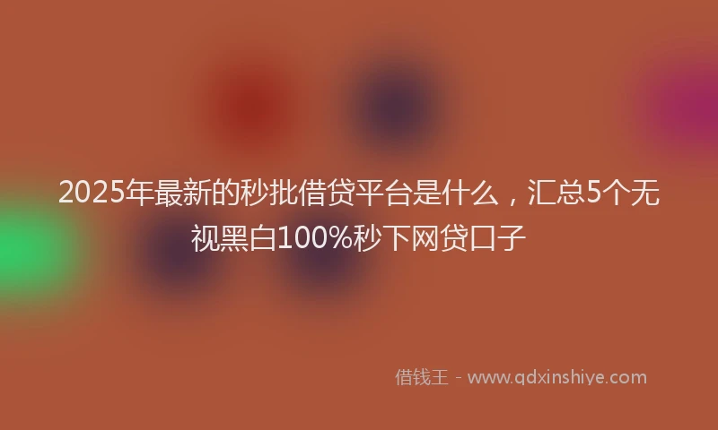 2025年最新的秒批借贷平台是什么，汇总5个无视黑白100%秒下网贷口子
