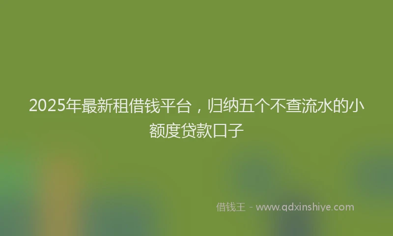 2025年最新租借钱平台，归纳五个不查流水的小额度贷款口子