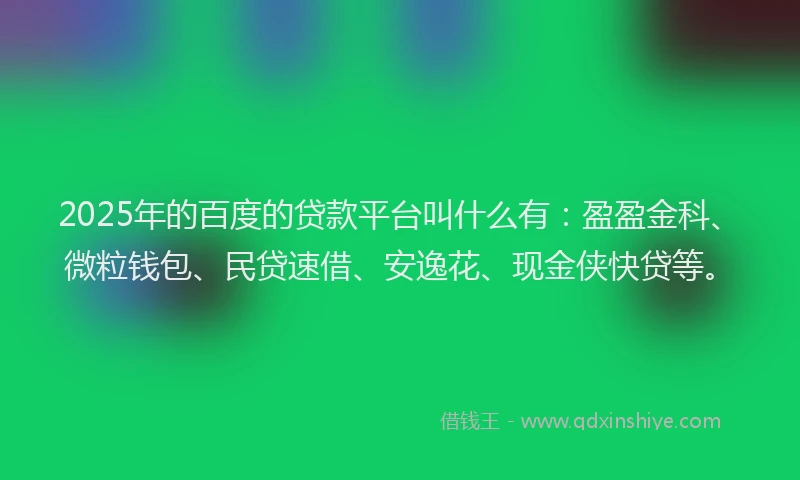 2025年的百度的贷款平台叫什么有：盈盈金科、微粒钱包、民贷速借、安逸花、现金侠快贷等。