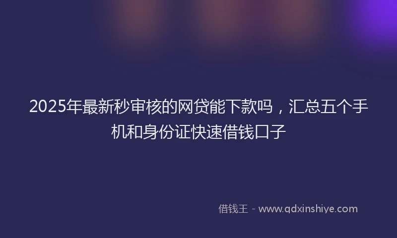 2025年最新秒审核的网贷能下款吗，汇总五个手机和身份证快速借钱口子