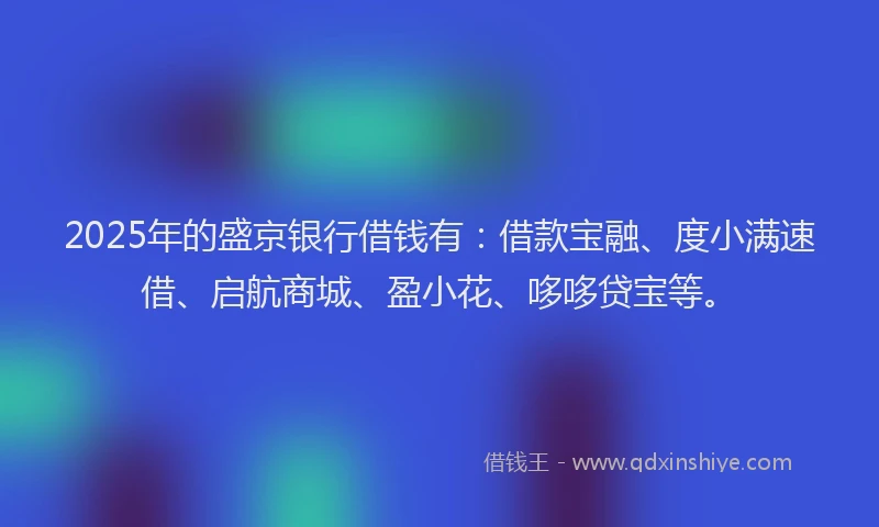 2025年的盛京银行借钱有：借款宝融、度小满速借、启航商城、盈小花、哆哆贷宝等。