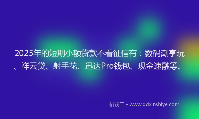 2025年的短期小额贷款不看征信有：数码潮享玩、祥云贷、射手花、迅达Pro钱包、现金速融等。