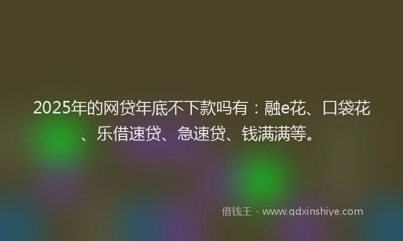 2025年的网贷年底不下款吗有：融e花、口袋花、乐借速贷、急速贷、钱满满等。