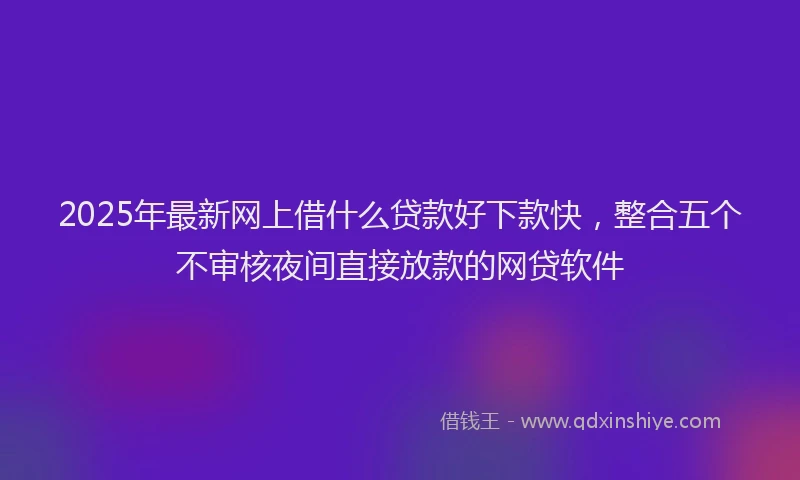 2025年最新网上借什么贷款好下款快，整合五个不审核夜间直接放款的网贷软件