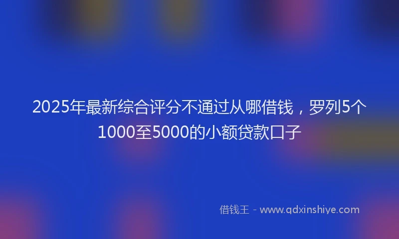 2025年最新综合评分不通过从哪借钱，罗列5个1000至5000的小额贷款口子