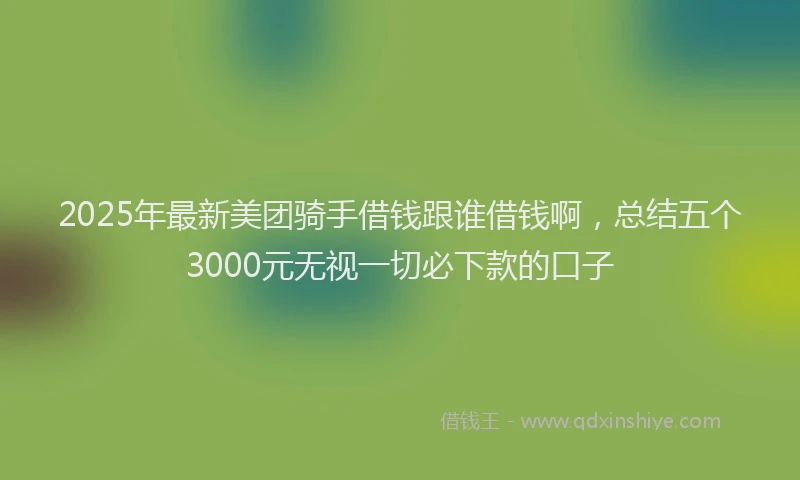 2025年最新美团骑手借钱跟谁借钱啊，总结五个3000元无视一切必下款的口子